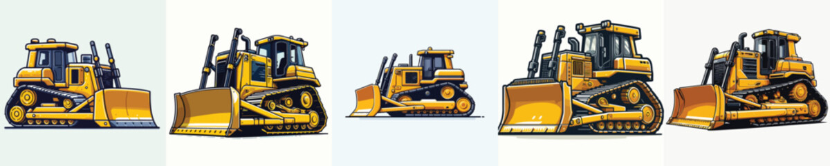  bulldozer vector white background