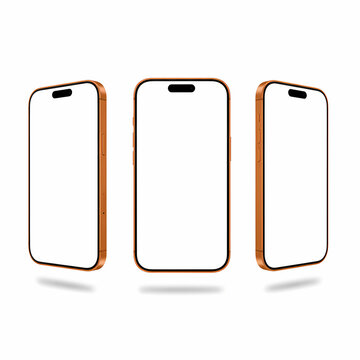 mock up latest iphone smartphone handphone with 3 sides white screen display