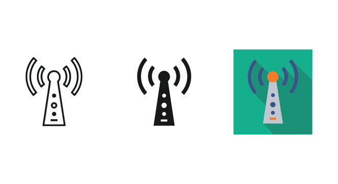 Cell tower icons representing wireless communication