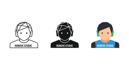 Different headphone user illustration set