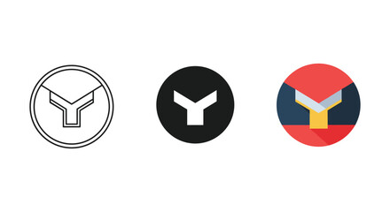 Logo design variations featuring y symbol