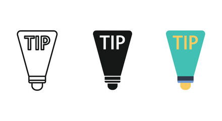 Tip icon set with different colors and designs