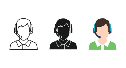 Customer support representatives wearing headsets