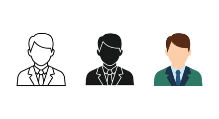 Three business men avatars in different styles
