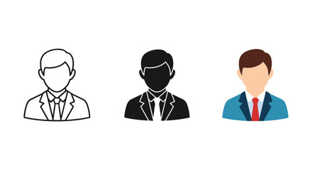 Three business men avatars in different styles