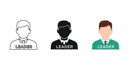 Different illustrations of a leader in various styles