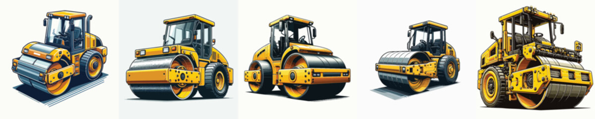 Obraz premium vector road roller white background flat design