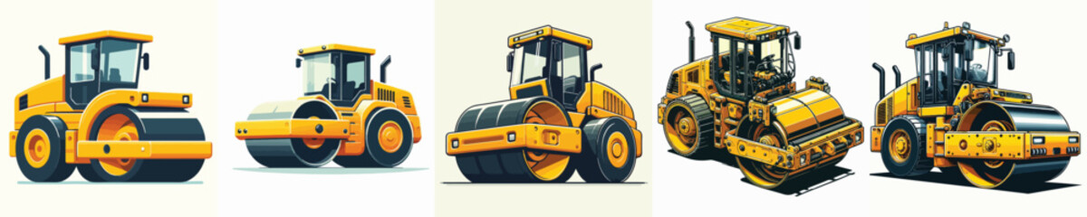 vector road roller white background flat design