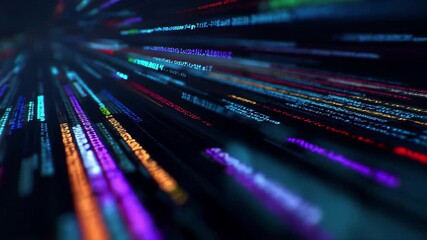 Abstract digital data stream with glowing lines of code and light streaks technology - Powered by Adobe