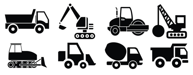 construction machines icon vector set construction 