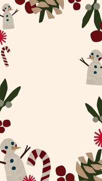 Christmas Papercut Snowman Vertical Background
