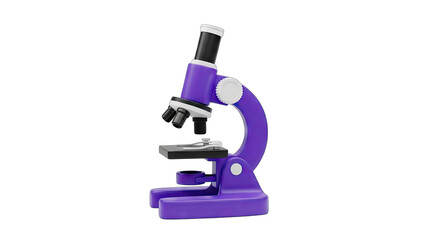 Vibrant Purple Microscope 3D Rendering Isolated on Transparent Background Scientific Research and Laboratory Equipment Object