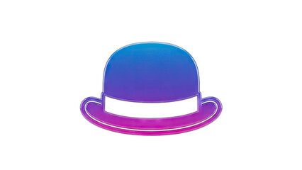 Vibrant Gradient Bowler Hat With White Outline On Transparent Background A Colorful Artistic Headwear Accessory With Blue Purple And Pink Hues A Stylish Fashion Item