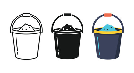 Three buckets with different designs and colors