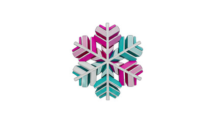 Vibrant Multicolor Snowflake Isolated On Transparent Background Detailed Geometric Design With Pink Teal And White Elements