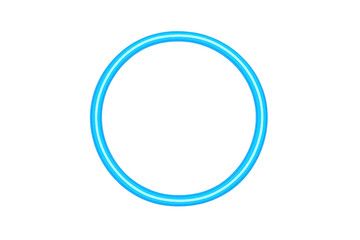 Glowing neon blue circle frame with electric light effect. Modern round border for technology designs on transparent