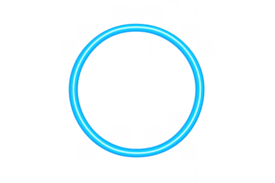 Glowing neon blue circle frame with electric light effect. Modern round border for technology designs on transparent - Powered by Adobe