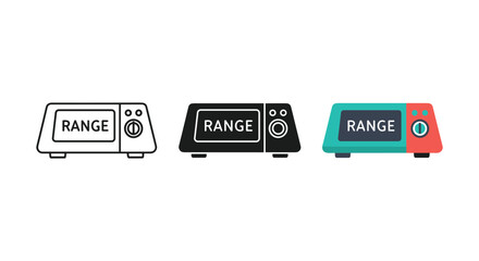 Range cooker icon set in different colors and styles