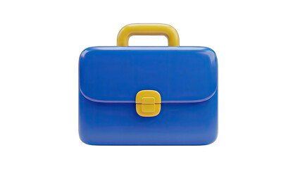 Vibrant Blue Briefcase with Yellow Accents Isolated on Transparent Background Professional Business Accessory for Documents and Travel