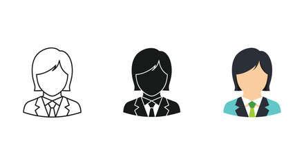 Different styles of female business icons