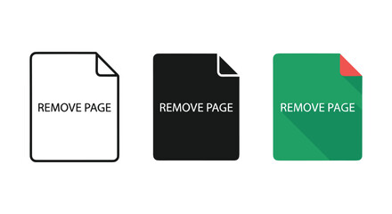 Remove page document icons set
