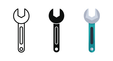 Adjustable wrench icons in various styles