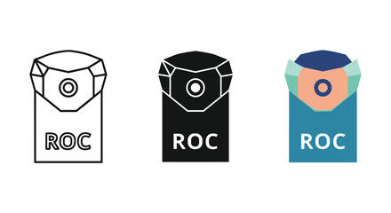 Three different styles of roc logo design