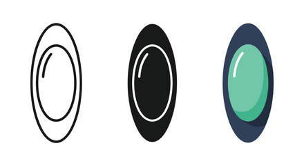 Set of three oval shapes in different styles and colors