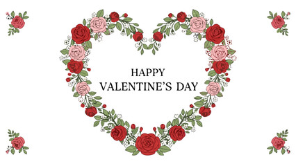 Valentine’s Day Love Poster Collection with Heart Shapes and Romantic Elements
