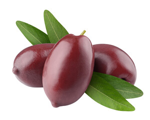 red Olives isolated, full depth of field