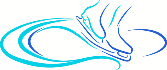 Ice Skate Dynamic Skating Motion Line Art Vector Illustration