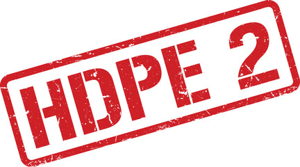 Red Distressed Rubber Stamp with HDPE 2 Text, Isolated on White Background Texture