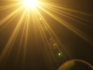Obraz premium Sunlight Rays Shine Through Darkness Creating a Lens Flare Effect with Golden Hues