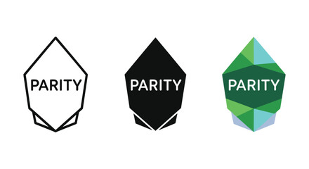 Parity logo design variations on white background