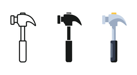 Hammer icons in various styles and designs