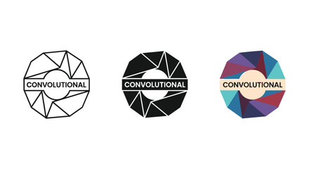 Convolutional logo design variations on white background