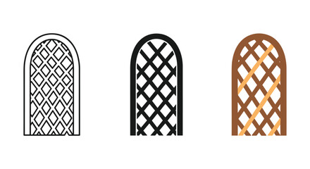 Three arched lattice window designs in different colors