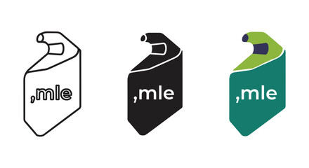 Three variations of mle logo design in different colors
