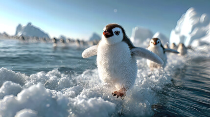 Adorable Baby Penguin Running