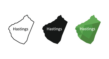 Hastings map illustration in different styles