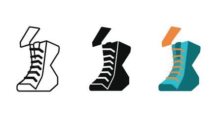 Different color shoe icons set on white background