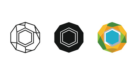 Geometric shapes in different colors and designs