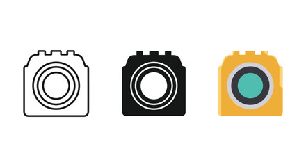 Camera icons in different colors and styles