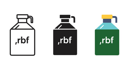 Three bottles with rbf label in different colors