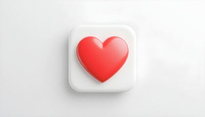Love or heart icon social media button.Isolated on white background.3d rendering.  
