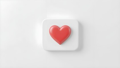 Love or heart icon social media button.Isolated on white background.3d rendering.  
