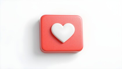 Love or heart icon social media button.Isolated on white background.3d rendering.  
