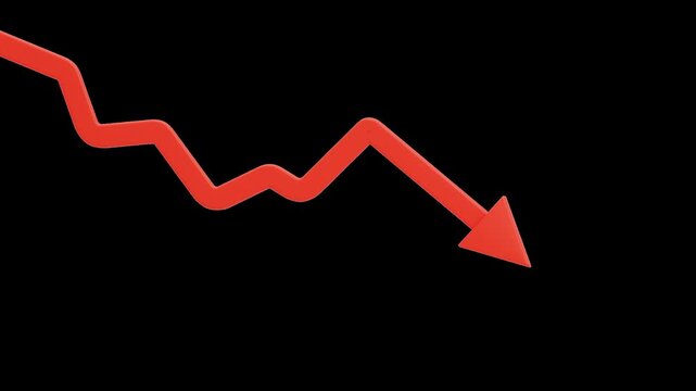 3D Declining Graph Arrow | Alpha Channel