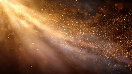 Obraz premium Golden light rays and dust particles background