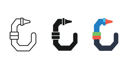 Hose clamp icon set in different style